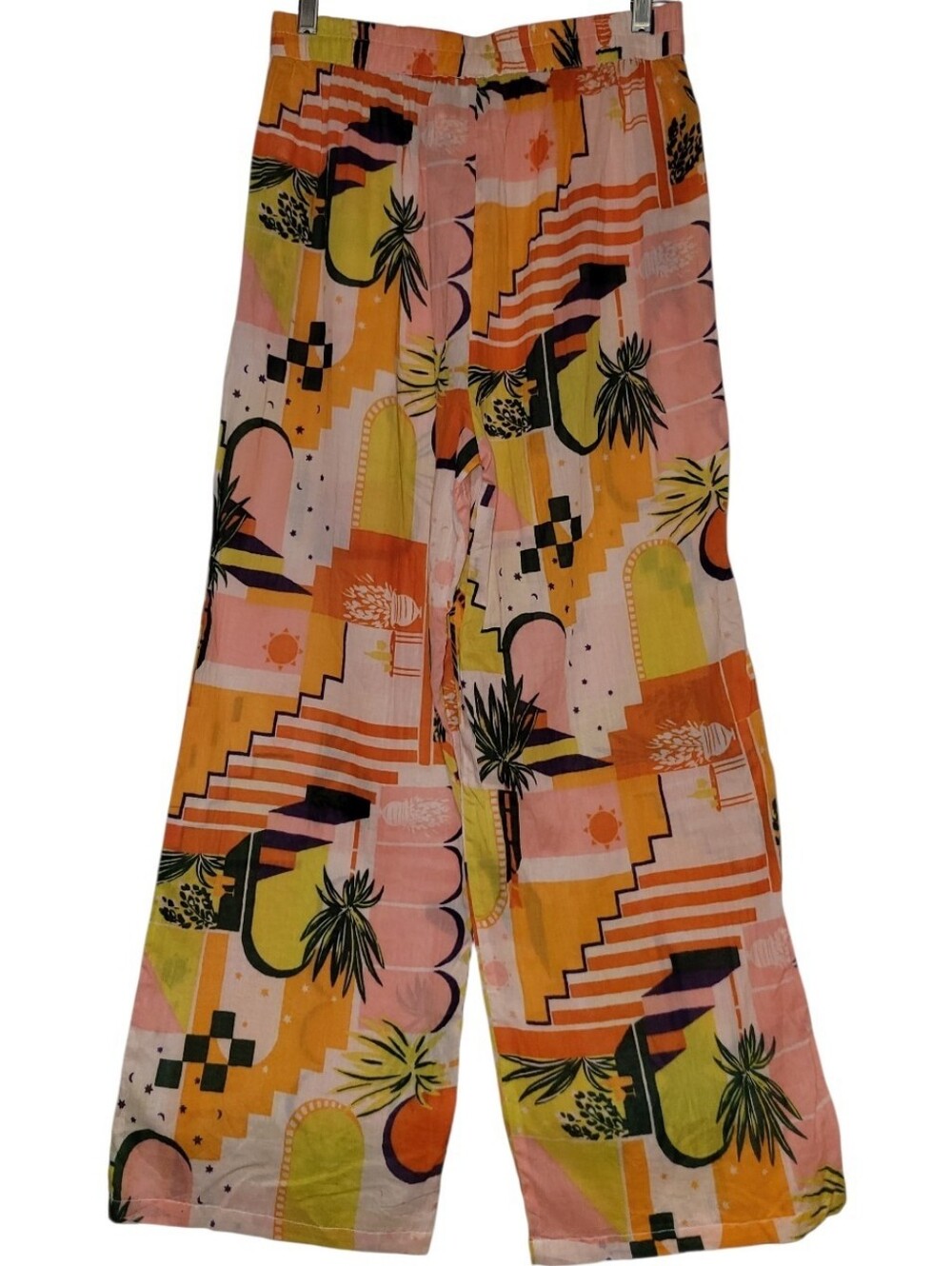 Haute Hippie Wide Leg Tropical Pants Medium 100% Cotton, Extremely Lightweight - Picture 3 of 5
